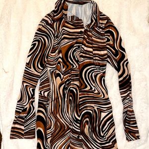 Multi color brown button up dress